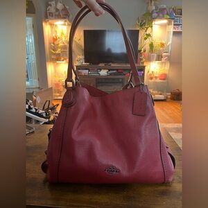 Coach red leather Edie shoulder bag